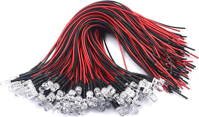 50 stuks voorbedrade 5 mm LED-lampen, warm wit, 12V diodeverlichting met 20 cm kabel voor hobby en modelbouw