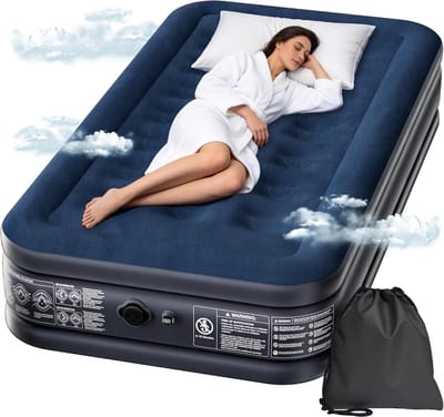 Opblaasbaar luchtbed - Kampeer matras logeerbed - Snel slapen - Geïntegreerde pomp - 190 x 99 cm - Donkerblauw