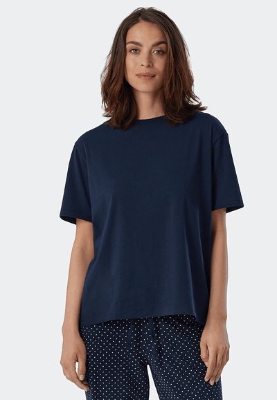 SCHIESSER Mix+Relax T-shirt - dames shirt korte mouwen donkerblauw