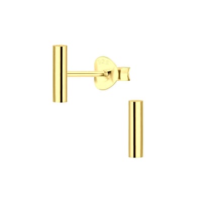 Joy|S - Zilveren bar / staafje oorbellen - 2 x 8 mm - gold plated