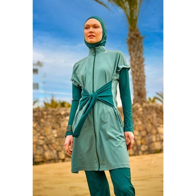 Olive Modest Burkini-set - Badkleding met hoge kraag en volledige dekking