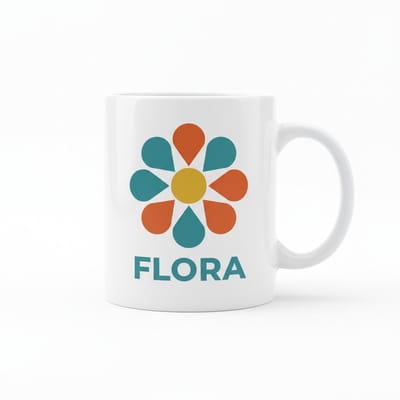Flora Bloem Naam Mok – Minimalistisch Bloemen Design Koffiemok 330 ml | Persoonlijke Stijl Cadeau voor Thuis & Kantoor