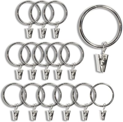 Dailygoody - Gordijnringen - Zilveren gordijnringen met clips - 38 mm