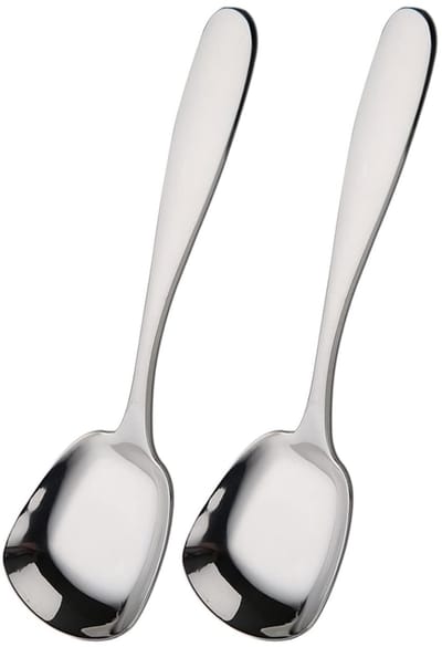 RVS dessertlepel, vierkante lepel, ijsscheplepel, roerlepel, eetlepel, dinerglepel, rijstlepel, theelepel met vierkante kop, dessertlepel, suikerlepel (2 stuks, 17CM)-Stijl 1