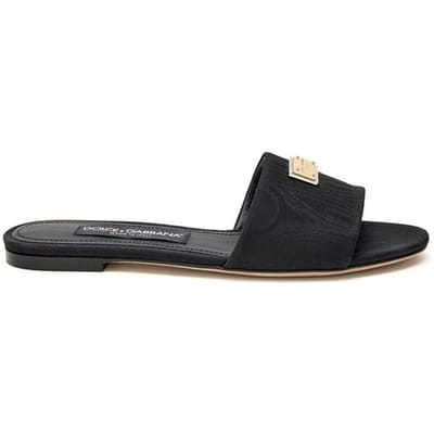 Dolce & Gabbana Zwarte Polyester Slippers
