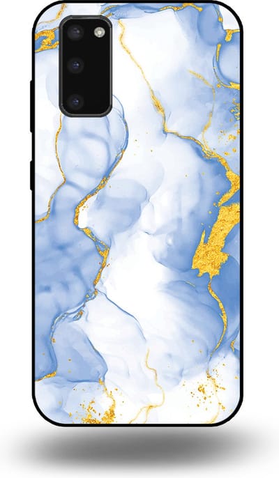 Smartphonica Telefoonhoesje Geschikt voor Samsung Galaxy S20 met Lichtblauw Goud Marmer Opdruk - TPU Backcover Case Lightblue Gold Marble Design geschikt voor Samsung Galaxy S20