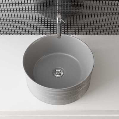 Keramische Wastafel - Opzetwastafel Handwastafel - Badkamer Gastentoilet - Mat met Nanoafdichting - 41x41x18cm - Grijs