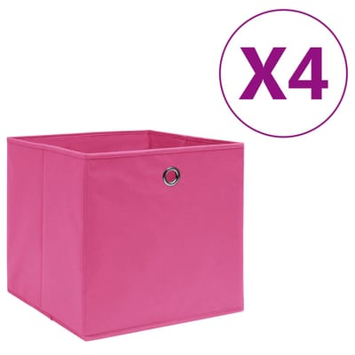 vidaXL - Opbergboxen - 4 - st - 28x28x28 - cm - nonwoven - stof - roze