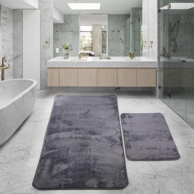 Zachte Antislip Badmat Set van 2 - Pluche Douchematten 60x100 cm en 50x60 cm, Machinewasbaar en Sneldrogend