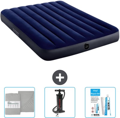 Intex Luchtbed - Twijfelaar - 137 x 191 x 25 cm - Blauw - Inclusief Hoeslaken - Pomp en Reparatieset
