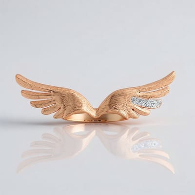 Cavill - Zilveren Ring - 925 Sterling Zilver Ros Verguld - Cambodjaanse Zirkoon 0 044 ct - Vleugel Design - Elegante Damesring