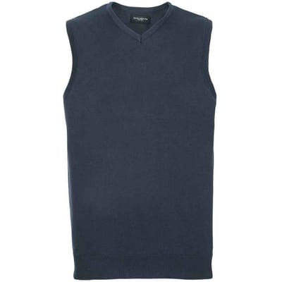 Russell Collection Heren Gebreid V Hals Mouwloos Sweatshirt (Franse marine)