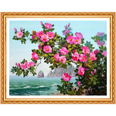 Borduren  Bloemen  Patronen Steentjes, Volledige Ronde Diamant Kruissteek Bloemen Handgemaakt Cadeau 20X30CM pink