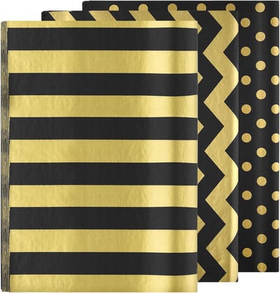 60 Stuks Zwart Goud Losse Tissue Papier in 3 Stijlen voor Decoratieve Verpakkingen, Feestjes en Creatieve Projecten