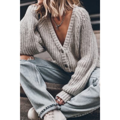 Mikuta The Light Short Knitted Cardigan White Größe: M | Longsleeves Outlet | Damen | Weiß