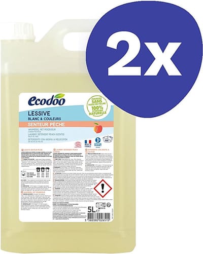 Ecodoo Vloeibaar Wasmiddel Geconcentreerd Perzik 5L (160 wasbeurten) (2x 5L)