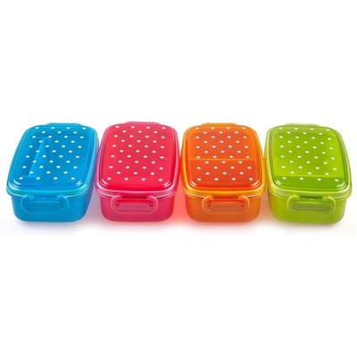 Stippen Lunchbox voor Kinderen Picknick School Voedselopbergcontainer Bento Sushi Box Kinderen Fruit Snack Magnetron Lunchboxen red