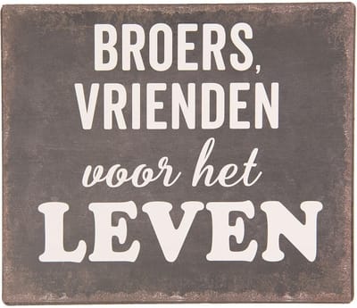 Clayre & Eef Tekstbord 15*13 cm Zwart Metaal Rechthoek Wandbord Quote Bord Spreuk