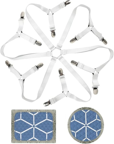 Hoeslaken Spanners - Matras Clips - Bed Laten Liggen - Verstelbaar 6-zijdig - Tot 80 cm - Wit