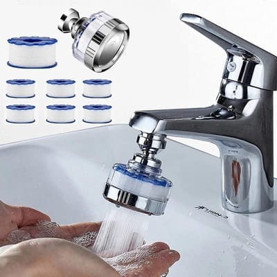 Kraanwaterfilter voor drinkwaterzuivering met 6 filterelementen, 360° draaibare kraanuitloop