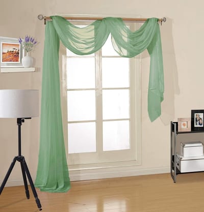 Transparante Sjaal - Draperie Stof - Decoratie Thuis - Machinewasbaar - 94 x 548 cm - Salie