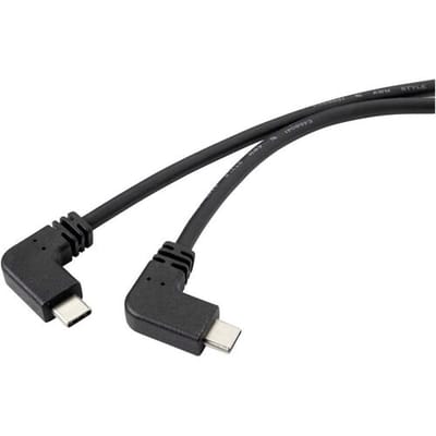 Renkforce RF-4633064 USB-kabel USB 3.2 Gen2 USB-C stekker, USB-C stekker 1.20 m Zwart 90° haaks naar links