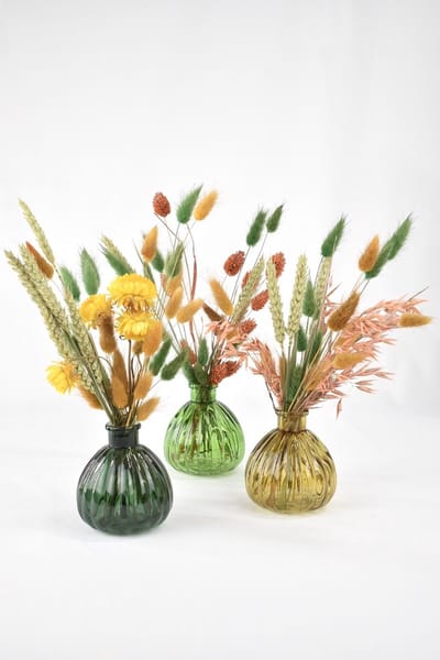 Droogbloemen met vaas - Set van 3 stuks! - Bloemen cadeau met vaas - Natuurlijk Bloemen