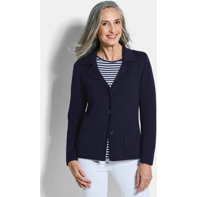 Tricot blazer met opgestikte zakken - marine - Gr. 19 van Goldner Fashion