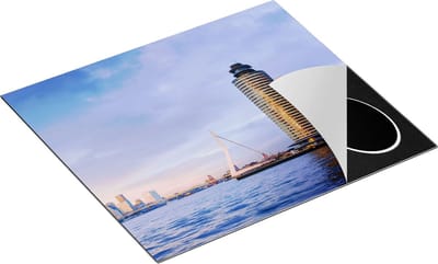 Chefcare Inductie Beschermer Rotterdamse Skyline aan het Water - 60x50 cm - Afdekplaat Inductie - Kookplaat Beschermer - Inductie Mat