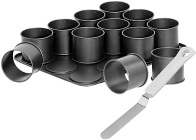Bakplaat voor mini-taartjes en glazuurspatel Zenker Black Metallic