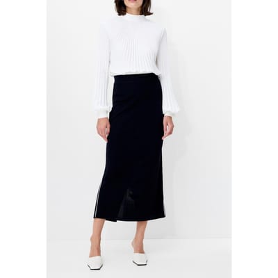 French Connection Ottie Midi Back Slit Skirt Navy Winter White Maat: XS | Midi Rokken Outlet | Dames | Blauw
