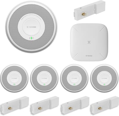 X-Sense XS0F-PMA Slimme rookmelder 230v + RF Module 5-pack met SBS50 Base Station - Met 10 jaar back-up batterij - Aansluiten op lichtnet - Bedraad en draadloos koppelbaar - Werkt via app - WiFi gateway - Stroomnet brandmelder - Smart Home