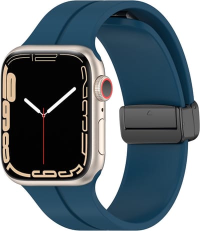 Siliconen bandje - geschikt voor Apple Watch 1/2/3/4/5/6/7/8/9/10/11/ SE (1,2,3) met maat 38 mm / 40 mm / 41 mm en 42 mm (Watch 10/11) - donkerblauw