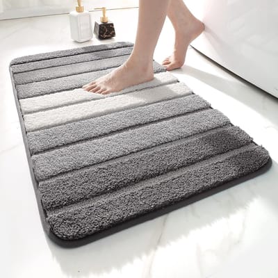 Badmat, 60 x 90 cm, antislip, super absorberend water, machinewasbaar, microvezel absorberende badkamervloermat, grijs