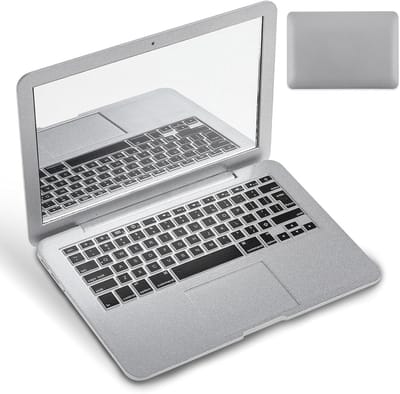 Cat Toy Laptop - Mini Mirror - Small Computer Mirror - Makeup Mirror - Fake Top for Doll House Decoration - Silver