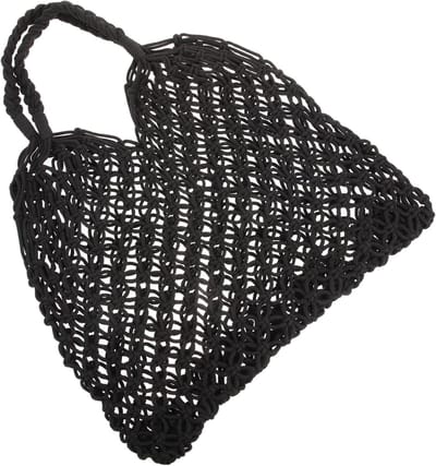 Gebreide Strandtas - Draagtas Netzak - Strandbezoek - Handgemaakt Uniek - 48 x 35 cm - Koffie