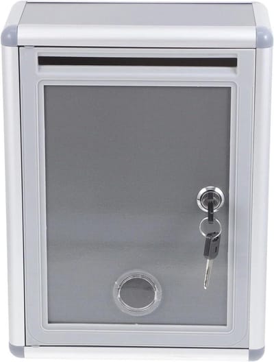 Brievenbus Ideeënbus - Donatiebox Muur - Suggesties Verzamelen - Stevig Metaal Ontwerp - 22x11x29cm - Zilver