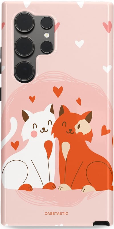 Casetastic Hoesje Geschikt voor Samsung S24 Ultra - Stijlvolle Beschermende Duo-layer Case - Romantische Katten Liefde