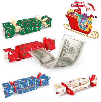 Cosensi - Dailygoods - Set van 4 Kerst Bankbiljettendozen, Creatieve Cadeaus