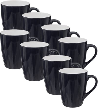 5Five Koffiemokken Colorama - 8x stuks - Keramiek - blauw - 380 ml - 9 x 11 cm