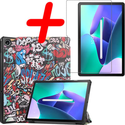 Hoesje Geschikt voor Lenovo Tab M10 Plus (3e / 3rd Generatie) - Met Screenprotector - Trifold Bookcase - Hard Cover - Hardcover Book Case - Tablet Hoes - Graffity