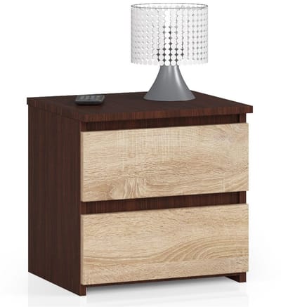 Nachtkastje CL2 met 2 Lades / AKORD Furniture Factory / Venge - Sonoma Eik / 40 x 40 x 35 cm