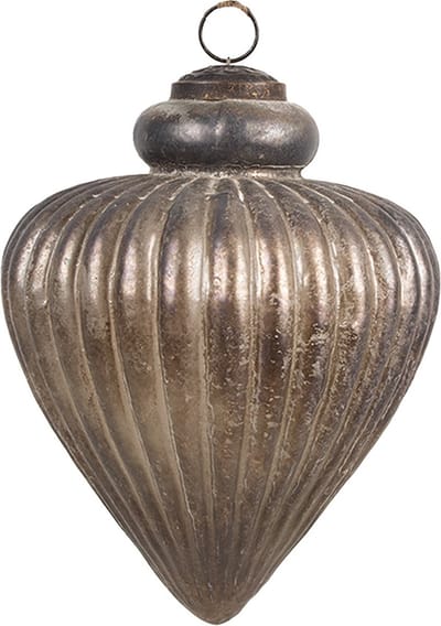 Clayre & Eef Kerstbal Overig Ø 13x17 cm Grijs Bruin Glas Kerstballen