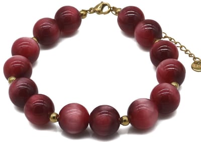 Armband - RVS en acryl kralen - paars - dames