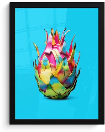 Poster in lijst - Fotolijst 30x40 cm - Posters - Drakenfruit - Blauw - Levendig - Posterlijst zwart - Decoratie - Wanddecoratie woonkamer - Muurdecoratie slaapkamer