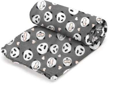 Nobleza Hondendeken & Kattendeken - Zachte Fleece Huisdierdeken - Panda Print - Grijs - 100 x 120 cm