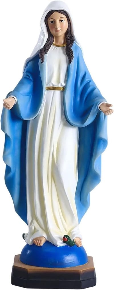12 inch Beeld van Onze Lieve Vrouw van Genade, Handgeschilderd Kunstwerk in Hars, Religieuze Decoratie en Sacramenten voor Thuis en Kerk