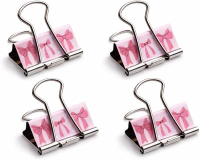 Binder Clips Roze Strik - Kantoorclips Decoratief - Papieren Organiseren - Coquette Strik Design - 1.25 inch breed - roze