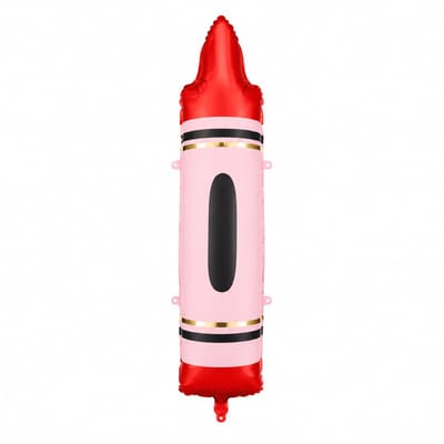 PartyDeco - Folieballon krijtje rood 23 x 104 cm - 1 stuks