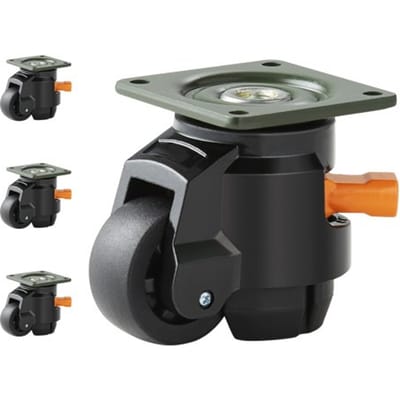 VEVOR Set Van 4 Zwenkwielen, φ50,8 Mm, Meubelwielen, In Hoogte Verstelbaar, Transportwielen, Draagvermogen 0,5 Ton, Zwaarlastwielen Van Nylon, Nivelleerwielen, Lastwielen, Loopwielen voor Houten Planken, Meubels, Werkbanken